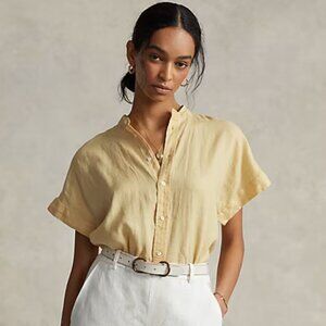 Authentic POLO Ralph Lauren Women's Linen Short-Sleeve Shirt Size 12